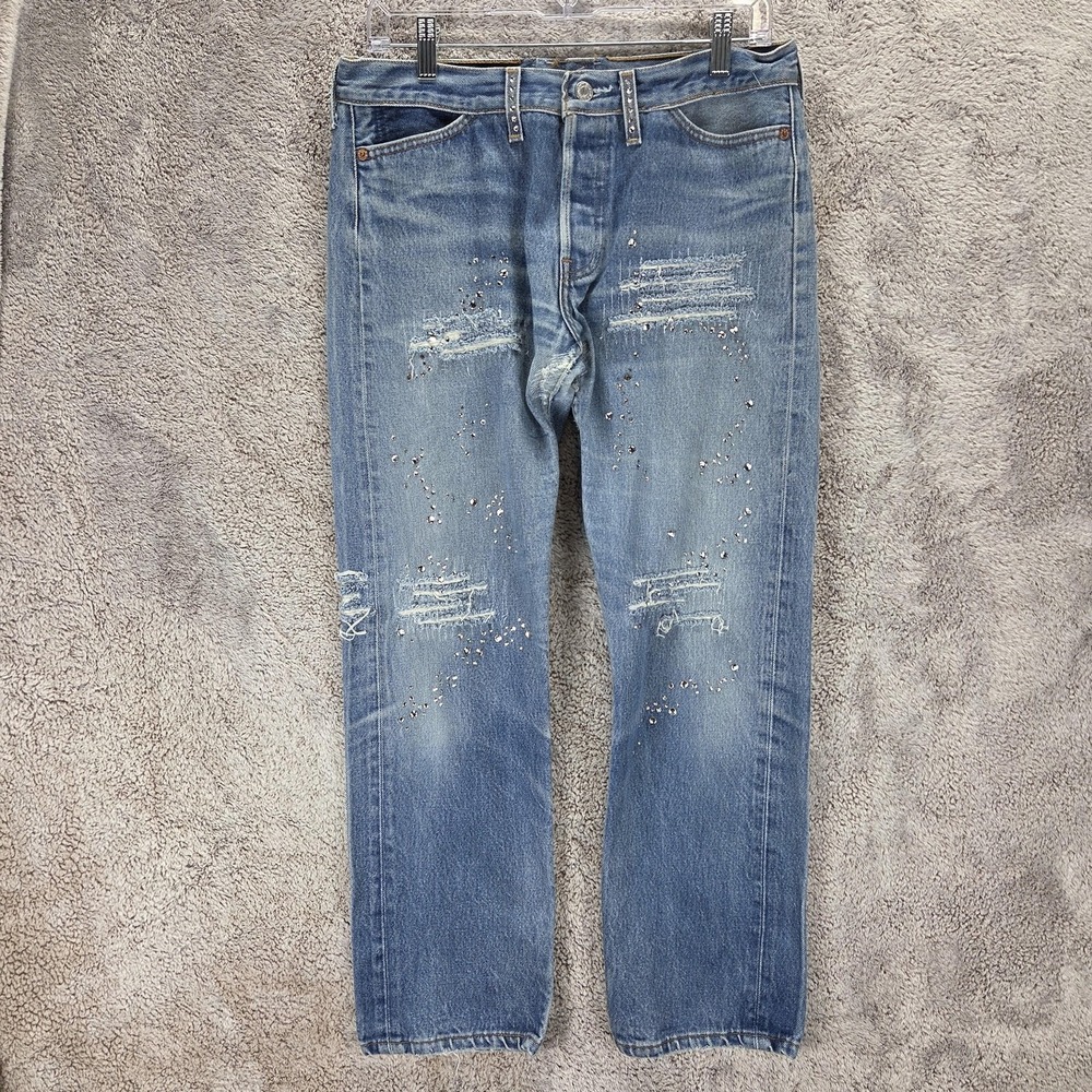 Vintage Levis 501 Jeans Mens Blue Studded Button Fly Made in USA Fits 31x28